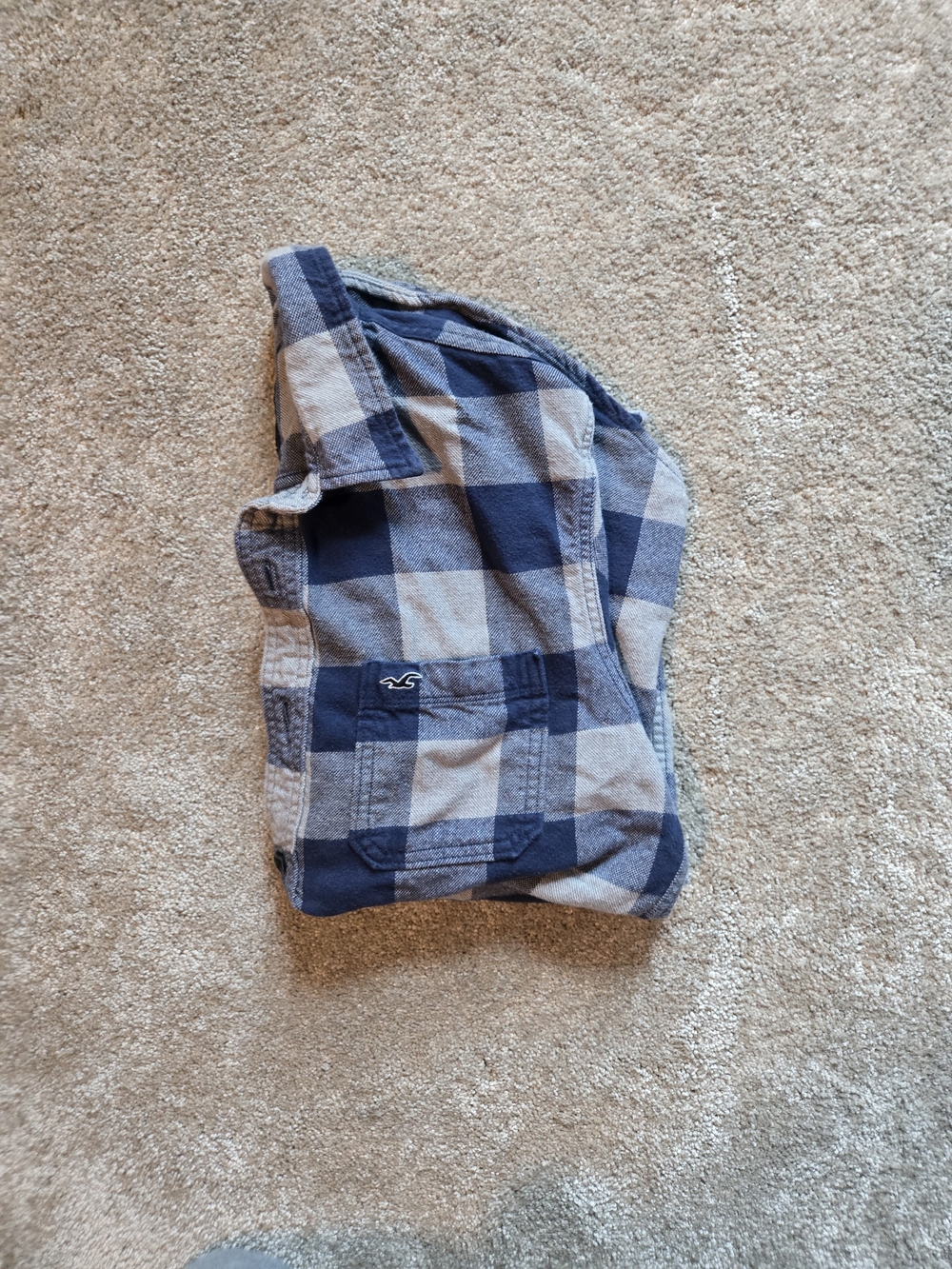 Hollister Men’s Blue and Gray Plaid Flannel Shirt
